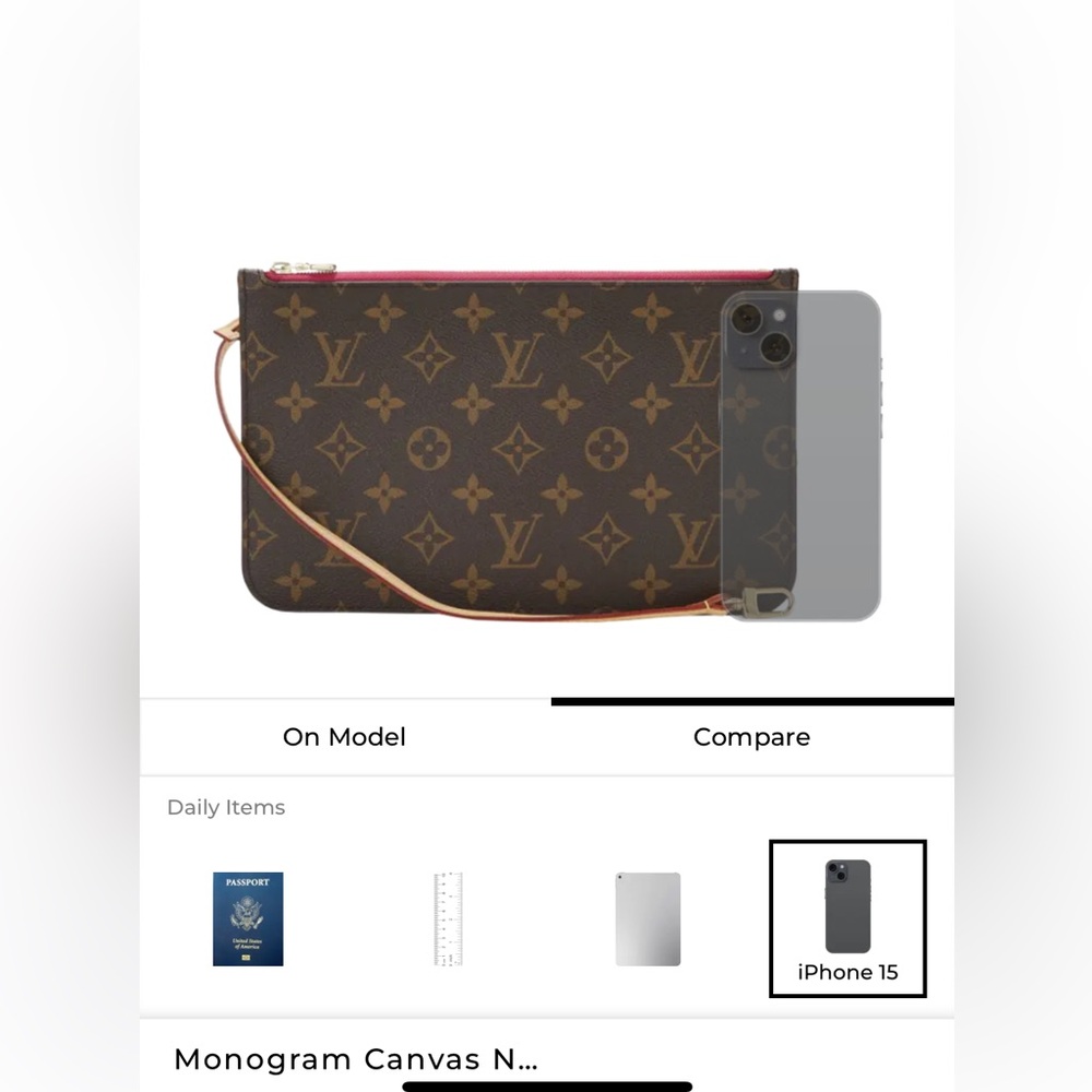 Louis Vuitton Neverfull MM Pouch Monogram Canvas with Peony Pink Interiors